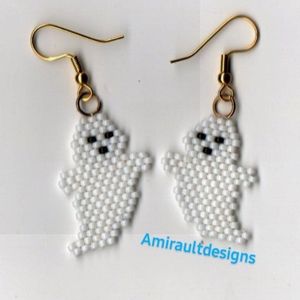 Flat beaded ghost earrings